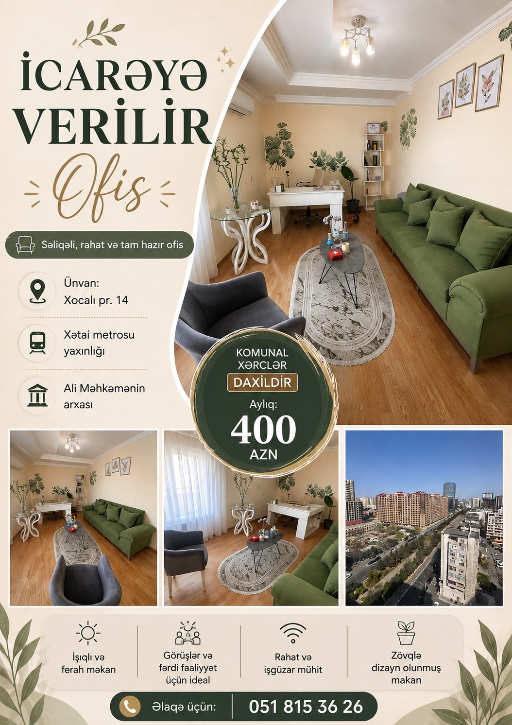 Xocalı pr.14, Xətai metrosu yaxınlığı, Ali Məhkəmənin arxası.