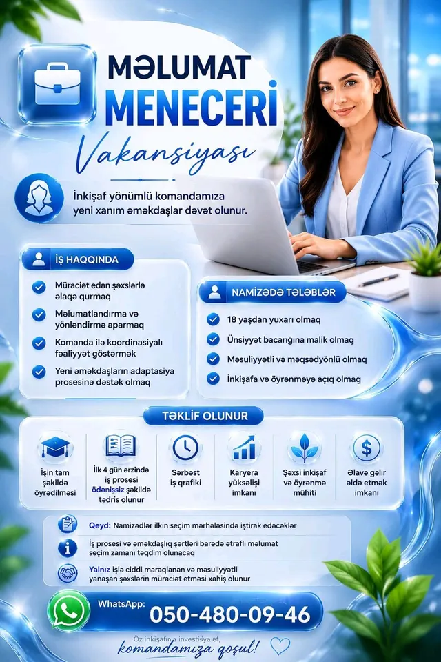🌸 Xanımlar Üçün İş İmkanı 🌸
