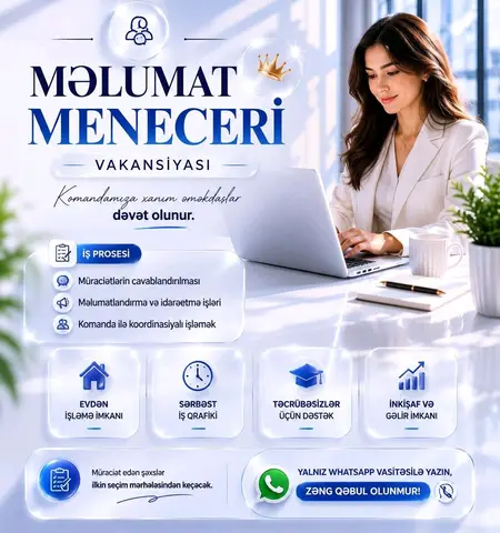 🌸 Xanımlar Üçün Karyera İmkanı 🌸
